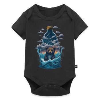 Bear Bottle - Baby Premium short-sleeve bodysuit - black - Front