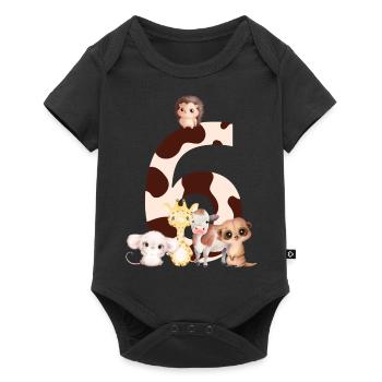 6th Anniversary - Sixth Anniversary Animals - Baby Premium short-sleeve bodysuit - black - Front