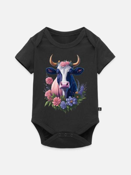 Kuh - Baby Premium kortärmad bodysuit - svart