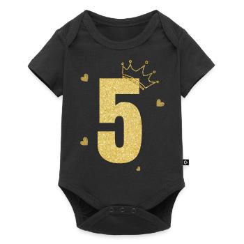 5e anniversaire couronne doré - Body à manches courtes Premium Bébé - noir - Devant