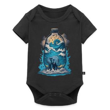 Elephant In Bottle - Baby Premium short-sleeve bodysuit - black - Front