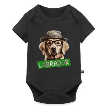 Labrador with hat dog mom dog daddy Labbi Wauwau - Baby Premium short-sleeve bodysuit - black - Front