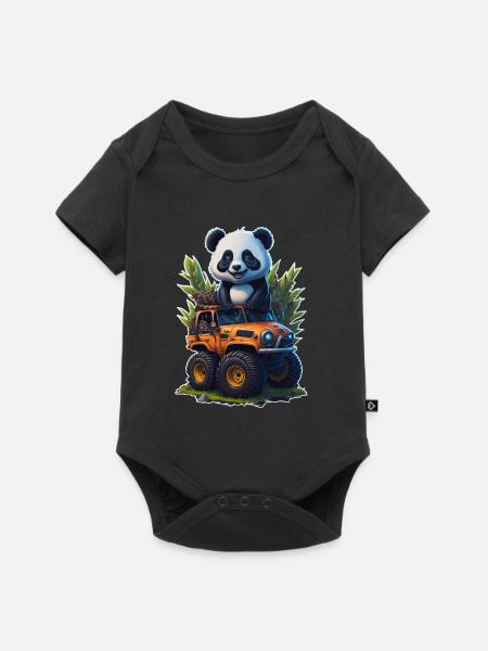 Panda Truck - Baby Premium Kurzarmbody - Schwarz