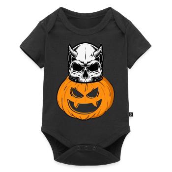 Creepy Jack-o'-Lantern design with skull - Baby Premium short-sleeve bodysuit - black - Front
