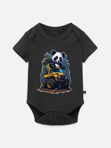 Panda Monstertruck - Baby Premium Kurzarmbody - Schwarz