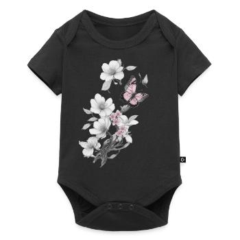 Papillon avec fleur - Body à manches courtes Premium Bébé - noir - Devant
