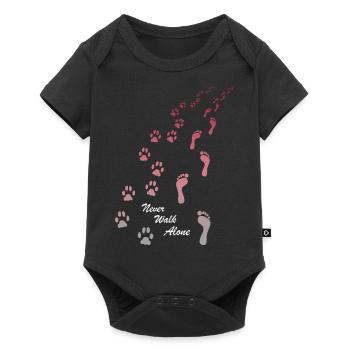 Hundedesign mit Never Walk Alone Hundegrafik - Baby Premium Kurzarmbody - Schwarz - Vorne