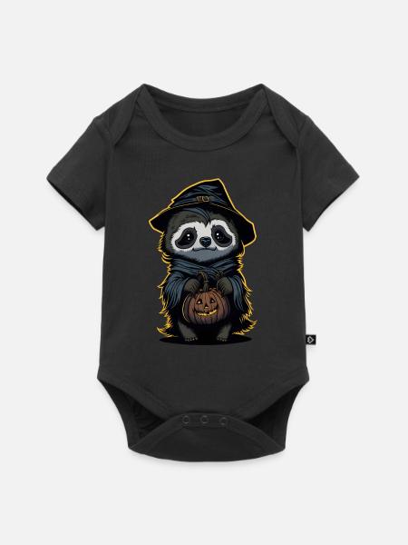 Halloween Faultier - Faultierhexe - Baby Premium Kurzarmbody - Schwarz