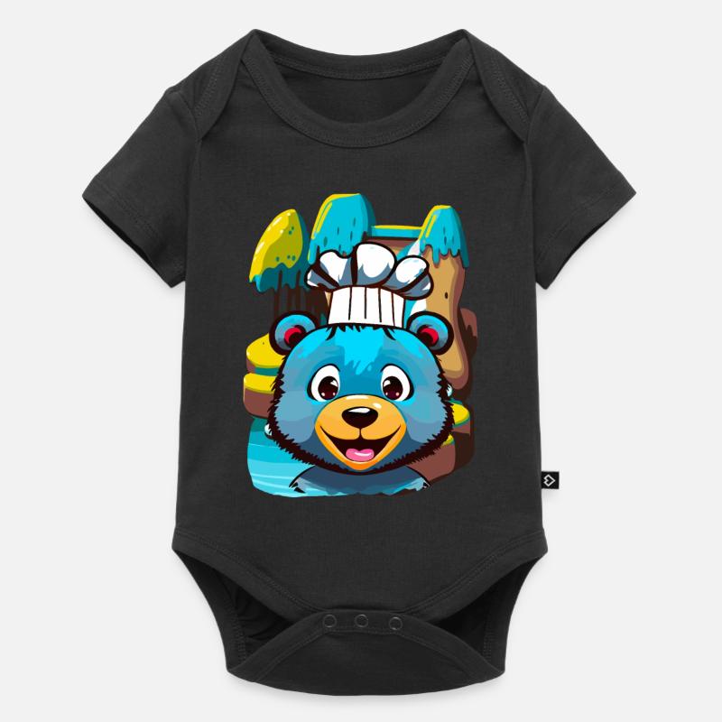 Ours bleu cuisinier - Body à manches courtes Premium Bébé - noir