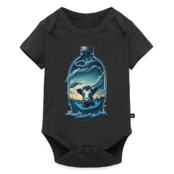 Cow Bottle - Baby Premium short-sleeve bodysuit - black - Front