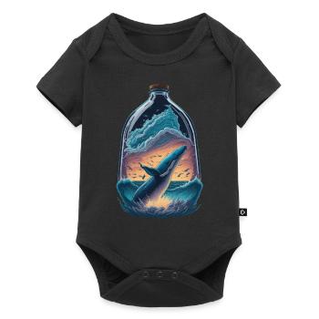 Whale Bottle - Baby Premium short-sleeve bodysuit - black - Front