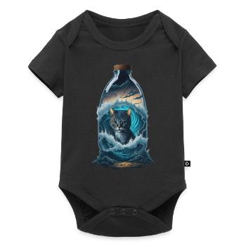 Cat Bottle - Baby Premium short-sleeve bodysuit - black - Front