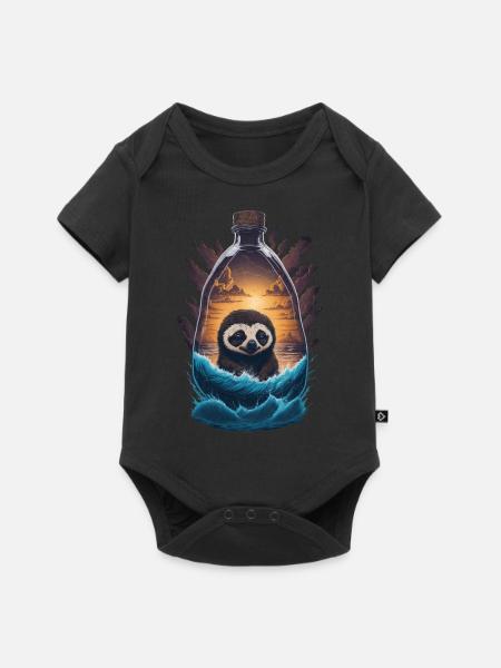 Faultier Flasche - Baby Premium Kurzarmbody - Schwarz