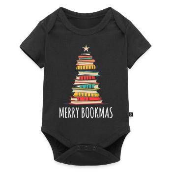 Livres Arbre de Noël, Joyeux Bookmas - Body à manches courtes Premium Bébé - noir - Devant