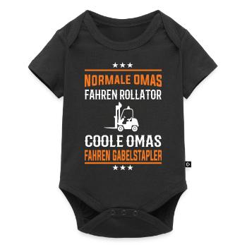 Coole Omas fahren Traktor Design - Baby Premium Kurzarmbody - Schwarz - Vorne