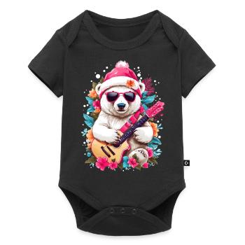 Ours polaire mignon avec guitare - Body à manches courtes Premium Bébé - noir - Devant