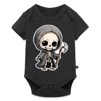 Halloween - Mort mignonne - Squelette avec faux - Body à manches courtes Premium Bébé - noir - Devant