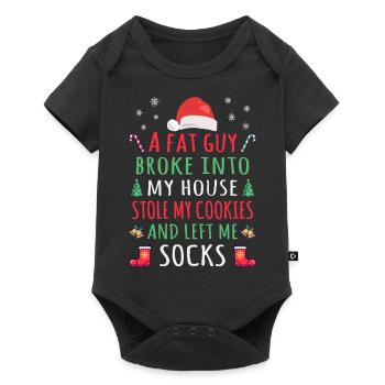 Funny Santa Quote - A fat guy broke into my house - Baby Premium short-sleeve bodysuit - black - Front