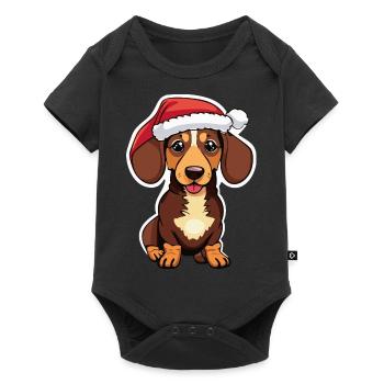 Dachshund with Christmas - Baby Premium short-sleeve bodysuit - black - Front