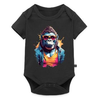 Cool Colourful Gorilla in Sunglasses - Baby Premium short-sleeve bodysuit - black - Front