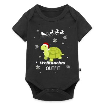 Weihnachts OUTFIT Schildkröte - Baby Premium Kurzarmbody - Schwarz - Vorne