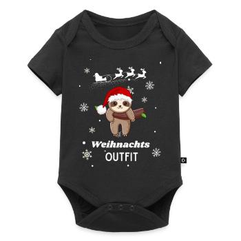Weihnachts OUTFIT Faultier - Baby Premium Kurzarmbody - Schwarz - Vorne