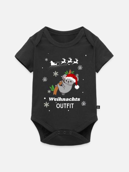 Weihnachts OUTFIT Koala - Baby Premium Kurzarmbody - Schwarz