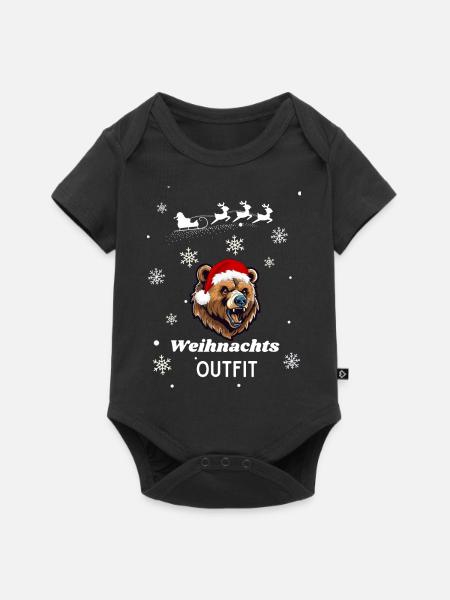 Weihnachts OUTFIT Bär - Baby Premium Kurzarmbody - Schwarz