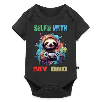 Funny Gamer & Gamer Design with Sloth - Baby Premium short-sleeve bodysuit - black - Front