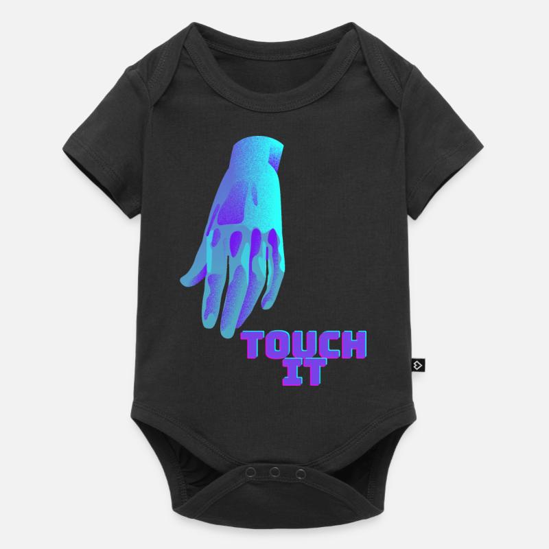 Touch It - blaue Hand - Baby Premium Kurzarmbody - Schwarz