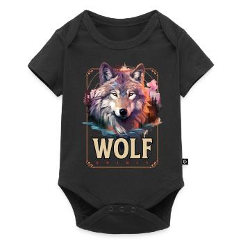 Loup tête de loup Nature nature sauvage aventure forêt Art - Body à manches courtes Premium Bébé - noir - Devant