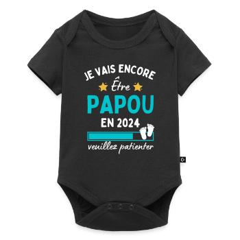 Je encore Être Papou en 2024 Cadeau Futur Papy - Body à manches courtes Premium Bébé - noir - Devant