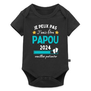 Je peux pas j'vais être Papou 2024 Futur Papy - Body à manches courtes Premium Bébé - noir - Devant