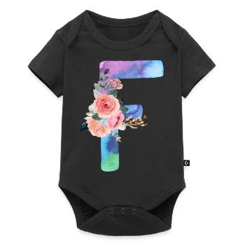 Lettre f watercolor - Body à manches courtes Premium Bébé - noir - Devant