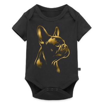 Bouledogue français dessin tête dorée - Body à manches courtes Premium Bébé - noir - Devant