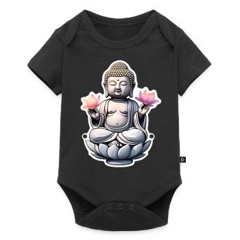 Baby Buddha - meditation yoga relaxation - Baby Premium short-sleeve bodysuit - black - Front