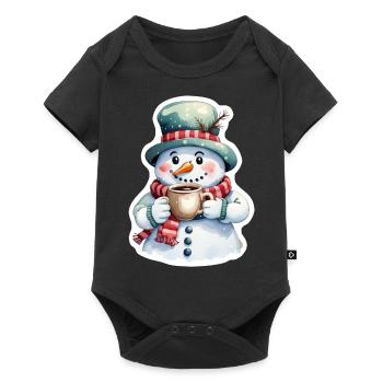 bonhomme de neige - Body à manches courtes Premium Bébé - noir - Devant