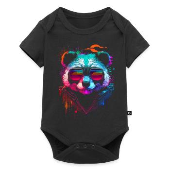 Hipster panda - Baby Premium short-sleeve bodysuit - black - Front