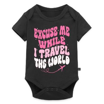 Excuse Me While I Travel The World Groovy Vintage - Body à manches courtes Premium Bébé - noir - Devant