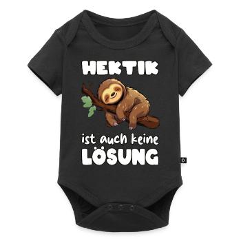 Hektik ist auch keine Lösung Schlafendes Faultier - Baby Premium Kurzarmbody - Schwarz - Vorne