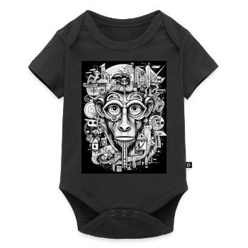 [MB] "Wise Look" Pensive Monkey - Baby Premium short-sleeve bodysuit - black - Front