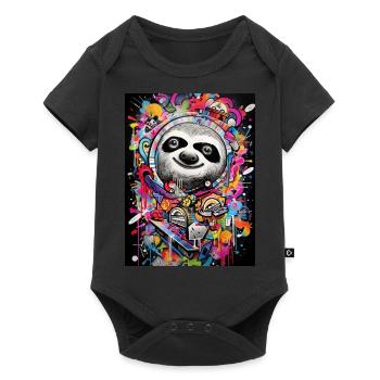 [MB] Fröhliches Faultiermärchen - Baby Premium Kurzarmbody - Schwarz - Vorne