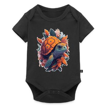 Motif Floral Tortue - Body à manches courtes Premium Bébé - noir - Devant