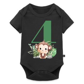 4th Birthday Monkey Safari - Baby Premium short-sleeve bodysuit - black - Front