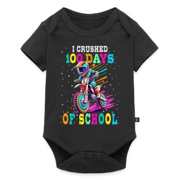 J’ai fait 100 jours de motocross à l’école - Body à manches courtes Premium Bébé - noir - Devant