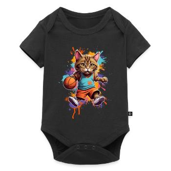 Cat Basketball Basketball Player - Baby Premium short-sleeve bodysuit - black - Front