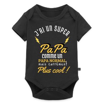 J'ai un super papa trés cool - Body à manches courtes Premium Bébé - noir - Devant