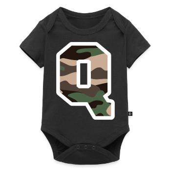 lettre Q camouflage militaire-idée cadeau - Body à manches courtes Premium Bébé - noir - Devant
