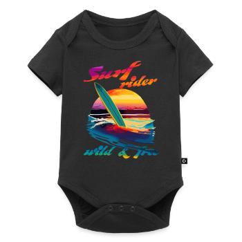 Surf rider. wild & free - Body à manches courtes Premium Bébé - noir - Devant