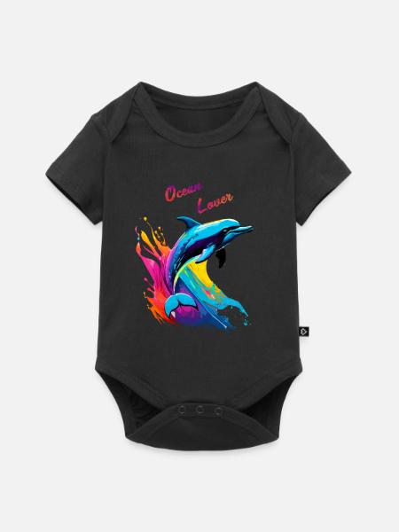 Liebhaber des Ozeans. Delfin - Baby Premium Kurzarmbody - Schwarz